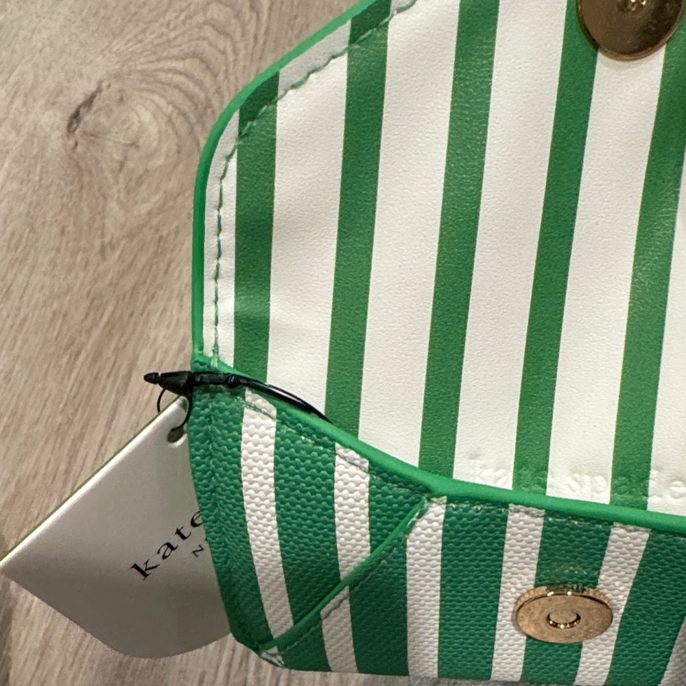 NWT Kate Spade x Target Striped Green and White Card Pouch Wallet - Picture 3 of 4